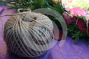 Natural Jute Cord Yarn, Herbal Craftsmanship, Healing Plants and Herbs, Rustic Rose Petals, Dried Flowers, Handmade Herbalism.