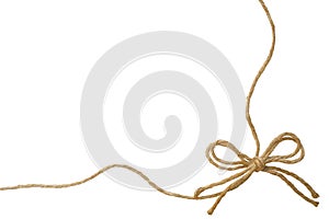 Natural Jute twine or burlap string with hemp rope bow border is