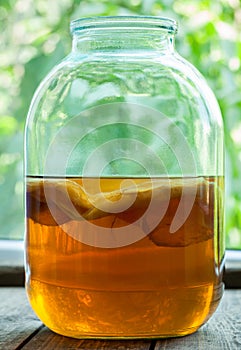Natural kombucha fermented tea beverage healthy photo