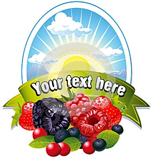 Natural label with berries