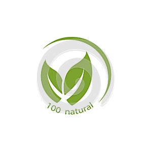 100% natural label, with curves, get beautiful logos. Vector ill