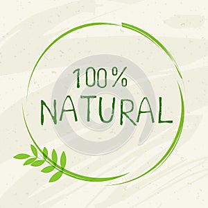 Natural label emblem icon, bio healthy organic label and high quality product badges. Eco, 100 bio and natural product icon. Emble