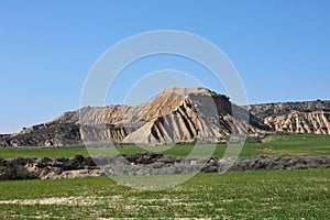 A natural landscape in Bardenas Desert.