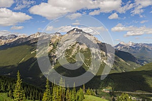 Natural landscape - Bow River Valley, Rocky Mountains. Summer tourism in the mountains