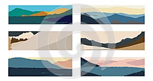 Natural landscape with Japanese wave pattern vector. Abstract art background with Mountain forest template