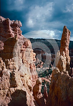 Natural landscape of limestone and sandstone rock formations inside a national parks in utah and arizona in north america