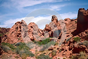 Natural landscape of limestone and sandstone rock formations inside a national parks in utah and arizona in north america