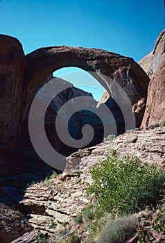 Natural landscape of limestone and sandstone rock formations inside a national parks in utah and arizona in north america