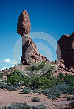 Natural landscape of limestone and sandstone rock formations inside a national parks in utah and arizona in north america