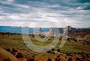 Natural landscape of limestone and sandstone rock formations inside a national parks in utah and arizona in north america