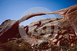 Natural landscape of limestone and sandstone rock formations inside a national parks in utah and arizona in north america