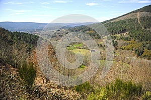 Natural landscape of the mountains on the Camino de Santiago near Laza, Spain photo