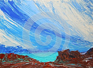 Natural landscape painted with acrylics photo