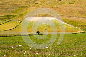 Natural landscape of the plain of Castelluccio di Norcia. Apennines, Umbria, Italy