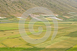 Natural landscape of the plain of Castelluccio di Norcia. Apennines, Umbria, Italy