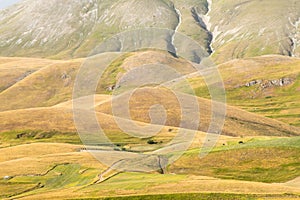 Natural landscape of the plain of Castelluccio di Norcia. Apennines, Umbria, Italy