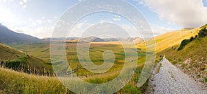 Natural landscape of the plain of Castelluccio di Norcia. Apennines, Umbria, Italy