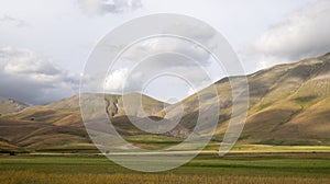 Natural landscape of the plain of Castelluccio di Norcia. Apennines, Umbria, Italy