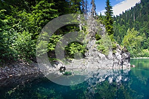 Natural landscape. View of the lake Small Ritsa.