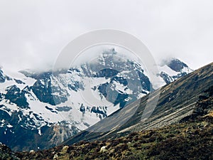 Natural landscape view of the pale Zero Point mountains covered in snow