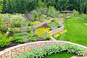 Natural landscaping in home garden