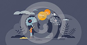 Natural language parsing or NLP for AI speech development tiny person concept