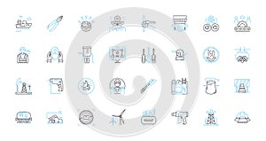 Natural language processing linear icons set. Analysis, Artificial intelligence, Automation, Chatbots, Classification photo