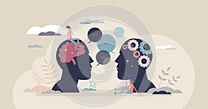 Natural language processing or NLP as AI development tiny person concept