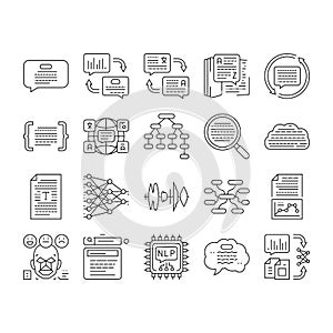 natural language processing nlp icons set vector