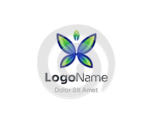 Natural leaf butterfly logo gradient