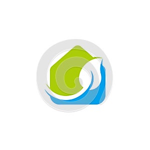Natural leaf home simple geometric colorful symbol logo vector