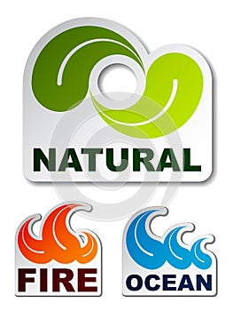 Natural leaf ocean wave flame fire stickers