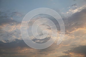 Natural light colored clouds and sky.