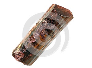 Natural light polychrome crystal of tourmaline-elbaite mineral