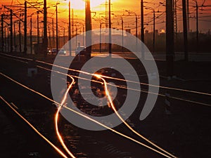 NATURAL LIGHT REFLECTS OFF RUSSIAN RAILROAD TRACKS