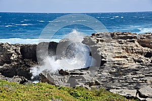 Natural Limestone Arch and Sea Spray