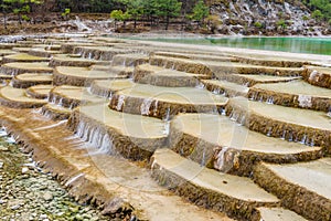 Natural limestone waterfalls, Baishuihe, Yunnan, China