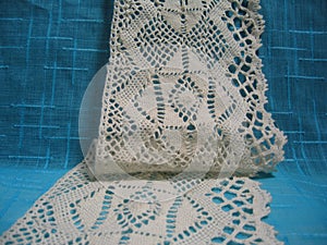 Natural linen  lace piece and woven