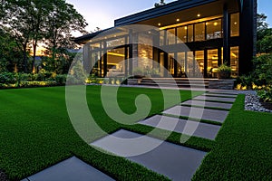 Natural-Looking Artificial Grass Creates Low-Maintenance Oasis in Small Woodland Garden photo