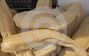 Natural luffa sponges for sale at the city market