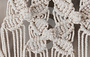 Natural Macrame Wall Hanging Close Up Flowers