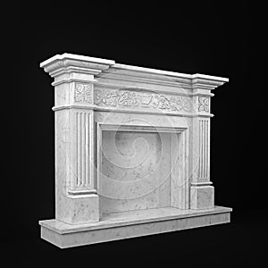 Natural marble fireplace view perspective