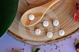 Natural Medicine Concept: Vitamin herbal pills