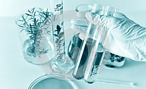 Natural medicine development in laboratory, Scientist researches and experiment