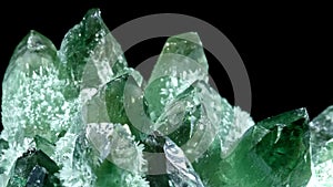 Natural mineral green quartz black background natural mineral