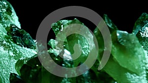 Natural mineral green quartz black background natural mineral