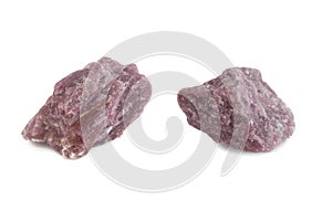 Natural mineral of pink tourmaline in white background