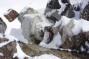 Natural mineral spring water pond at Daikanbo