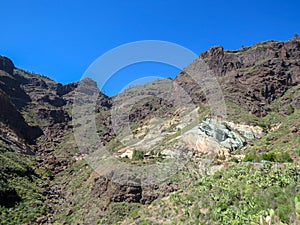 Natural Monument of `Los Azulejos de The Tiles of Veneguera` in Gran Canaria island.