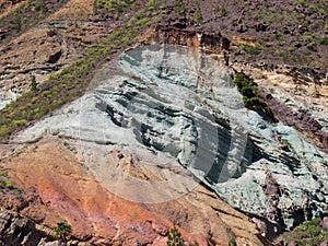 Natural Monument of `Los Azulejos de The Tiles of Veneguera` in Gran Canaria island.